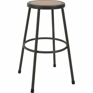 Lorell Metal Shop Stool - Wood, Medium Density Fiber (MDF) Seat - Light Gray - Metal - 1 Each