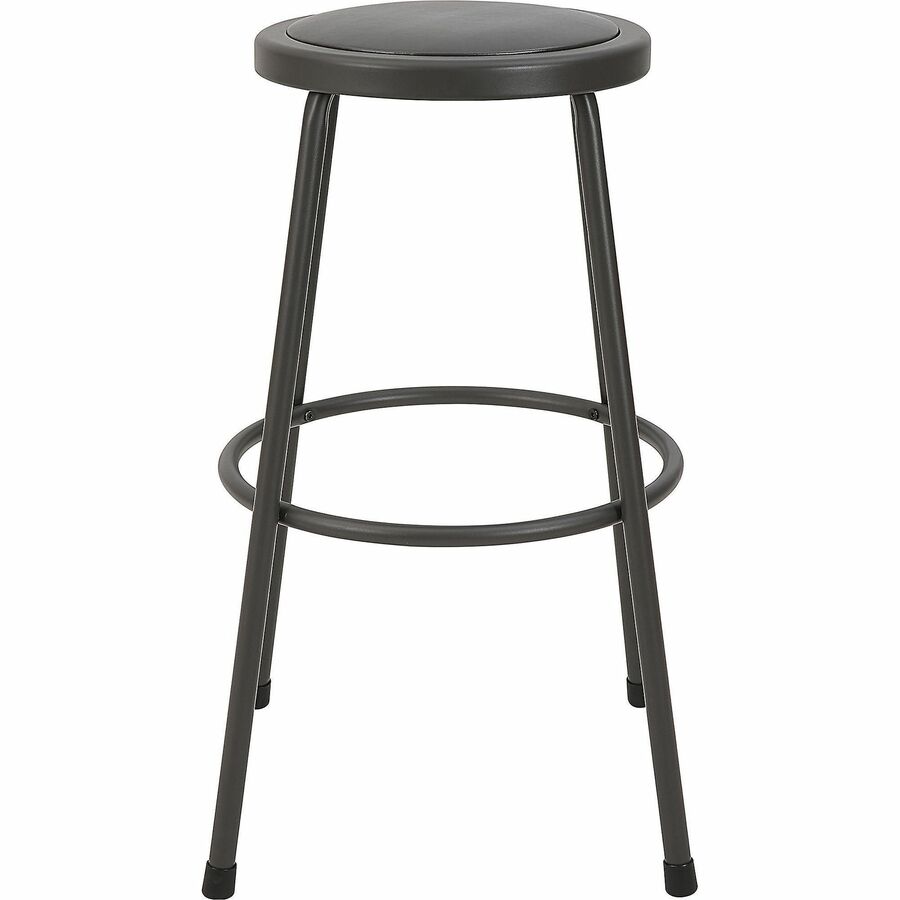 Lorell Metal Shop Stool - Vinyl Seat - Light Gray - Metal - 1 Each