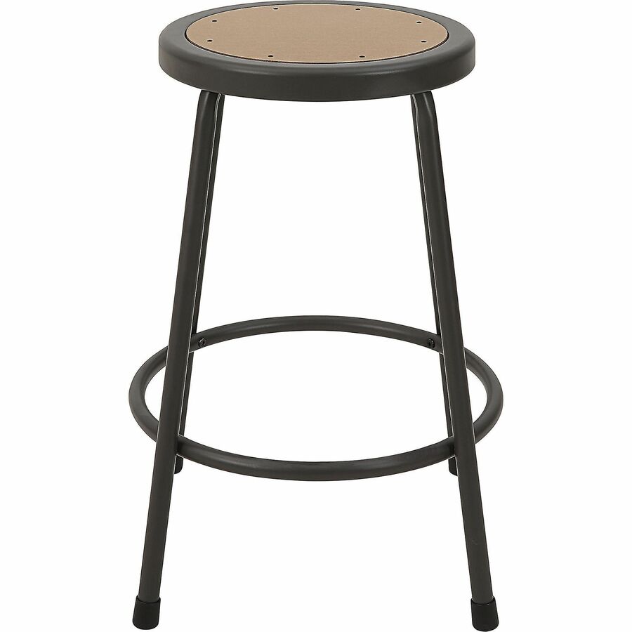 Lorell Metal Shop Stool - Wood, Medium Density Fiber (MDF) Seat - Light Gray - Metal - 1 Each