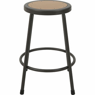 Lorell Metal Shop Stool - Wood, Medium Density Fiber (MDF) Seat - Light Gray - Metal - 1 Each