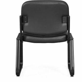 Lorell Deluxe Leather Guest Chair - Plywood, Leather Seat - Plywood, Leather Back - Powder Coated Metal Frame - Sled Base - Black - 1 Each