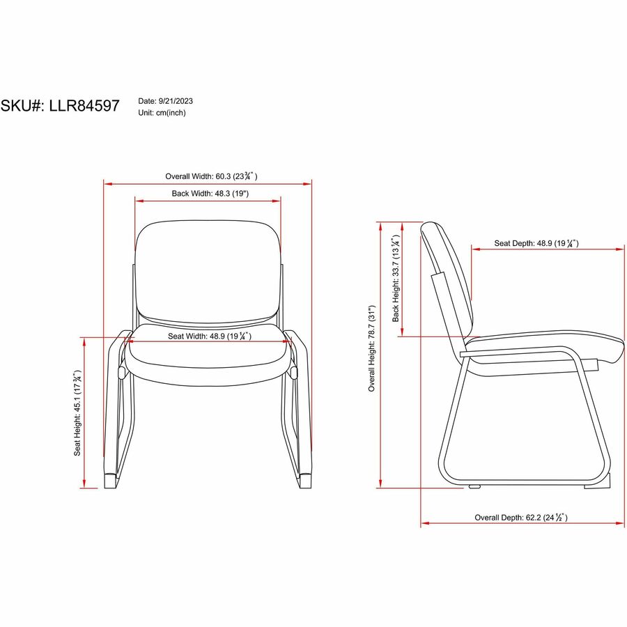 CHAIR;GST;SLED;ARMLESS;LTHR - 7