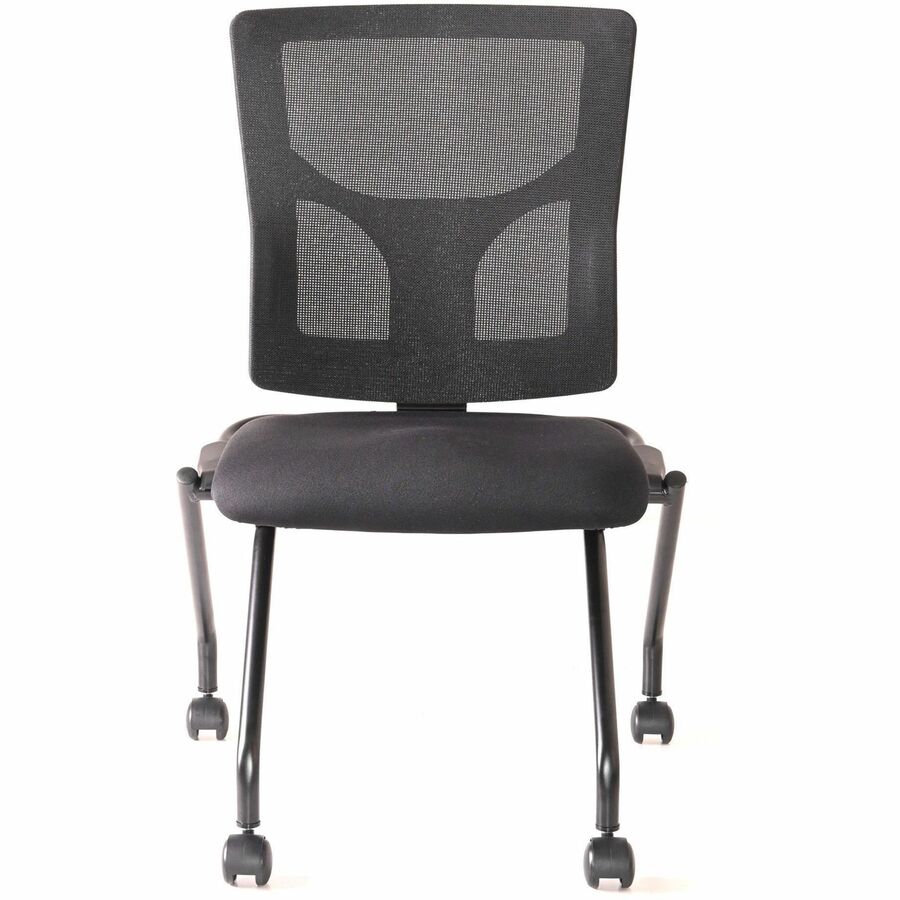 Lorell Conjure Mesh Training Chairs - Polyurethane, Molded Foam, Fabric Seat - Black - 2/Carton