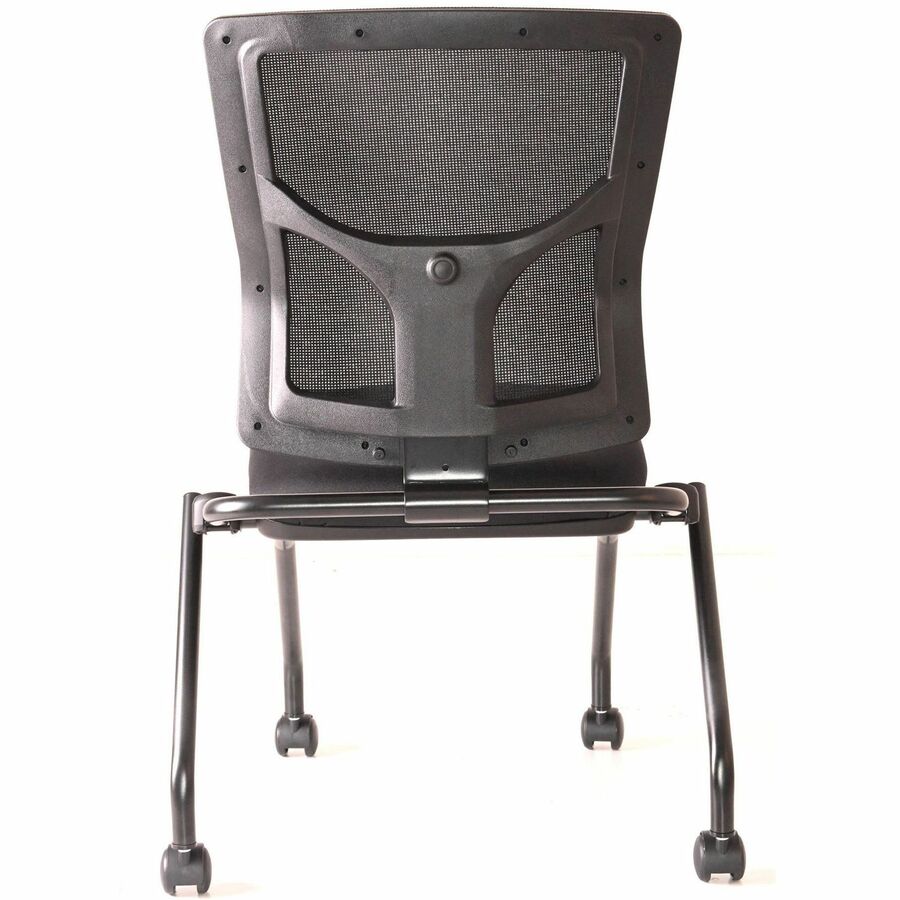 Lorell Conjure Mesh Training Chairs - Polyurethane, Molded Foam, Fabric Seat - Black - 2/Carton