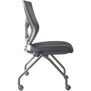 Lorell Conjure Mesh Training Chairs - Polyurethane, Molded Foam, Fabric Seat - Black - 2/Carton
