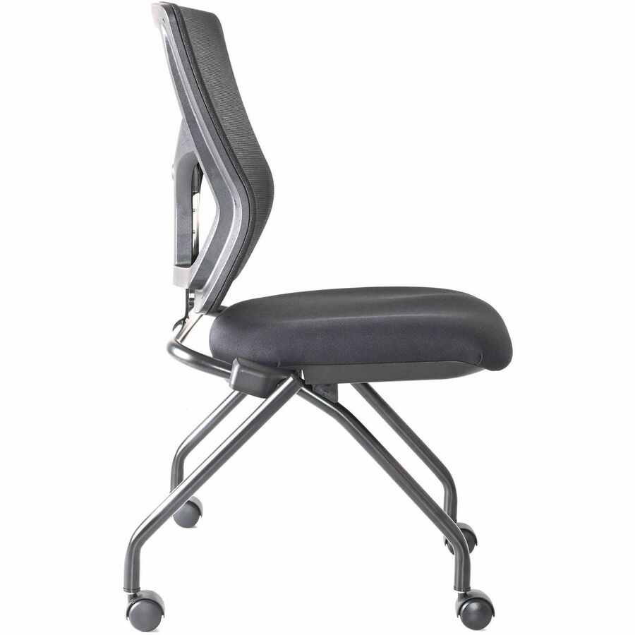 Lorell Conjure Mesh Training Chairs - Polyurethane, Molded Foam, Fabric Seat - Black - 2/Carton