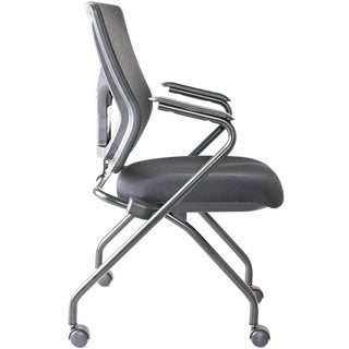 Lorell Conjure Mesh Training Chairs with Arms - Polyurethane, Molded Foam, Fabric Seat - Black - Armrest - 2/Carton