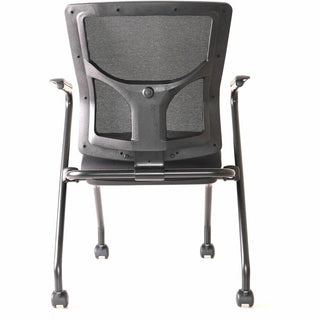 Lorell Conjure Mesh Training Chairs with Arms - Polyurethane, Molded Foam, Fabric Seat - Black - Armrest - 2/Carton