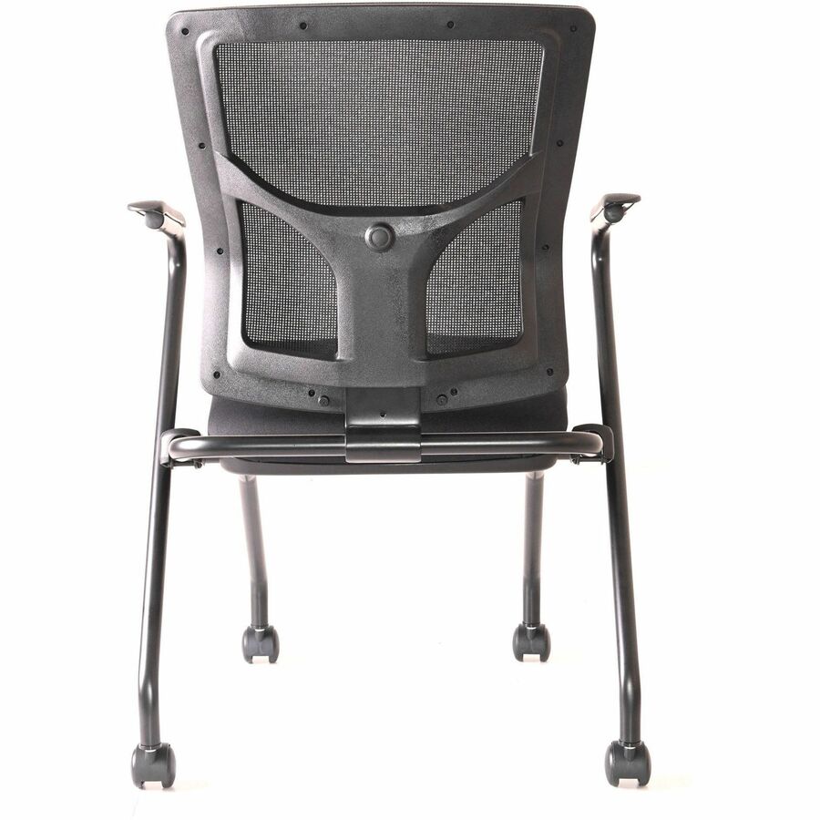 Lorell Conjure Mesh Training Chairs with Arms - Polyurethane, Molded Foam, Fabric Seat - Black - Armrest - 2/Carton