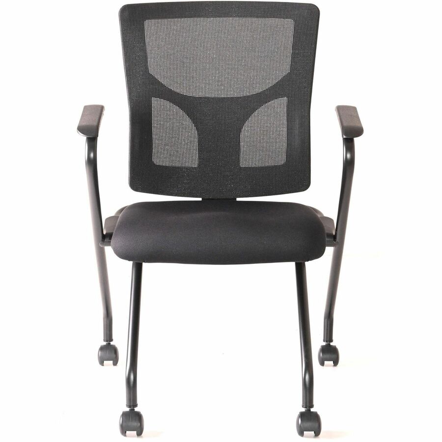 Lorell Conjure Mesh Training Chairs with Arms - Polyurethane, Molded Foam, Fabric Seat - Black - Armrest - 2/Carton