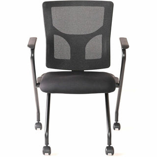Lorell Conjure Mesh Training Chairs with Arms - Polyurethane, Molded Foam, Fabric Seat - Black - Armrest - 2/Carton