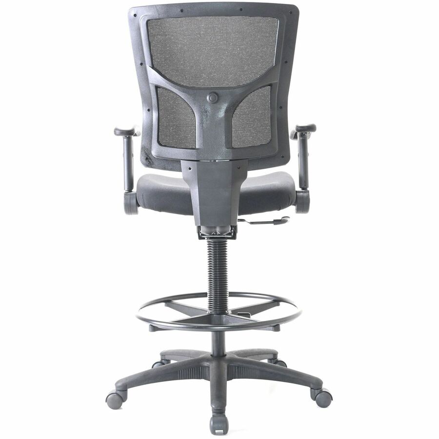 Lorell Conjure Office Stool - Fabric, Polyurethane, Molded Foam Seat - Black - Armrest - 1 Each