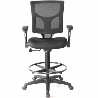 Lorell Conjure Office Stool - Fabric, Polyurethane, Molded Foam Seat - Black - Armrest - 1 Each
