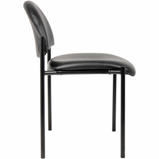 Lorell Reception Guest Chair - Vinyl Back - Tubular Steel Frame - Four-legged Base - Black - 1 Each