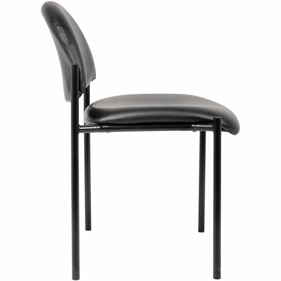 Lorell Reception Guest Chair - Vinyl Back - Tubular Steel Frame - Four-legged Base - Black - 1 Each