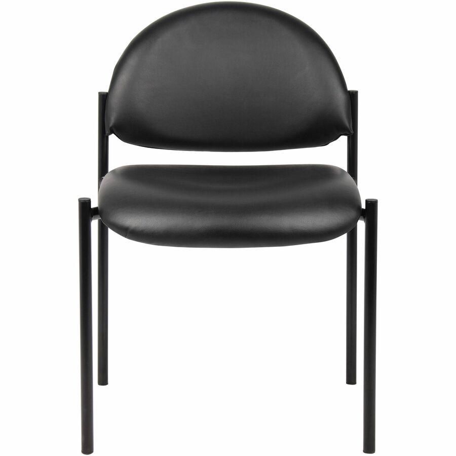 Lorell Reception Guest Chair - Vinyl Back - Tubular Steel Frame - Four-legged Base - Black - 1 Each
