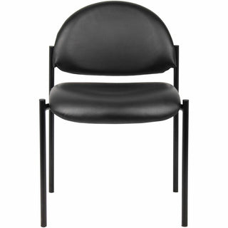 Lorell Reception Guest Chair - Vinyl Back - Tubular Steel Frame - Four-legged Base - Black - 1 Each