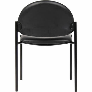 Lorell Reception Guest Chair - Vinyl Back - Tubular Steel Frame - Four-legged Base - Black - 1 Each