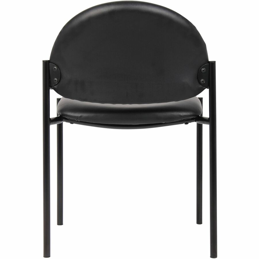 Lorell Reception Guest Chair - Vinyl Back - Tubular Steel Frame - Four-legged Base - Black - 1 Each