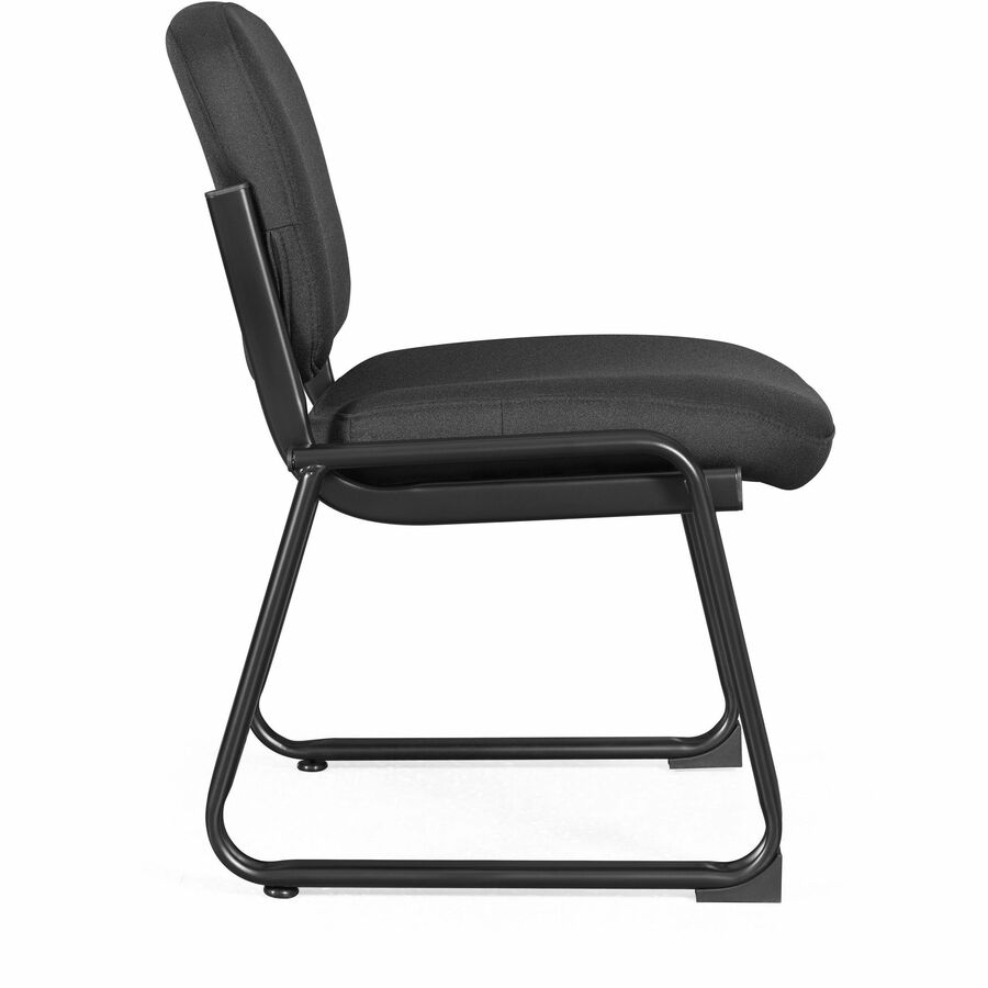 Lorell Black Fabric Guest Chair - Plywood, Fabric Seat - Plywood, Fabric Back - Powder Coated Metal Frame - Sled Base - Black - 1 Each
