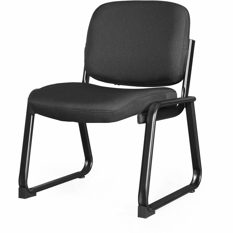 Lorell Black Fabric Guest Chair - Plywood, Fabric Seat - Plywood, Fabric Back - Powder Coated Metal Frame - Sled Base - Black - 1 Each