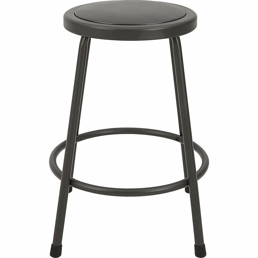 Lorell Metal Shop Stool - Vinyl Seat - Light Gray - Metal - 1 Each