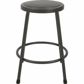 Lorell Metal Shop Stool - Vinyl Seat - Light Gray - Metal - 1 Each