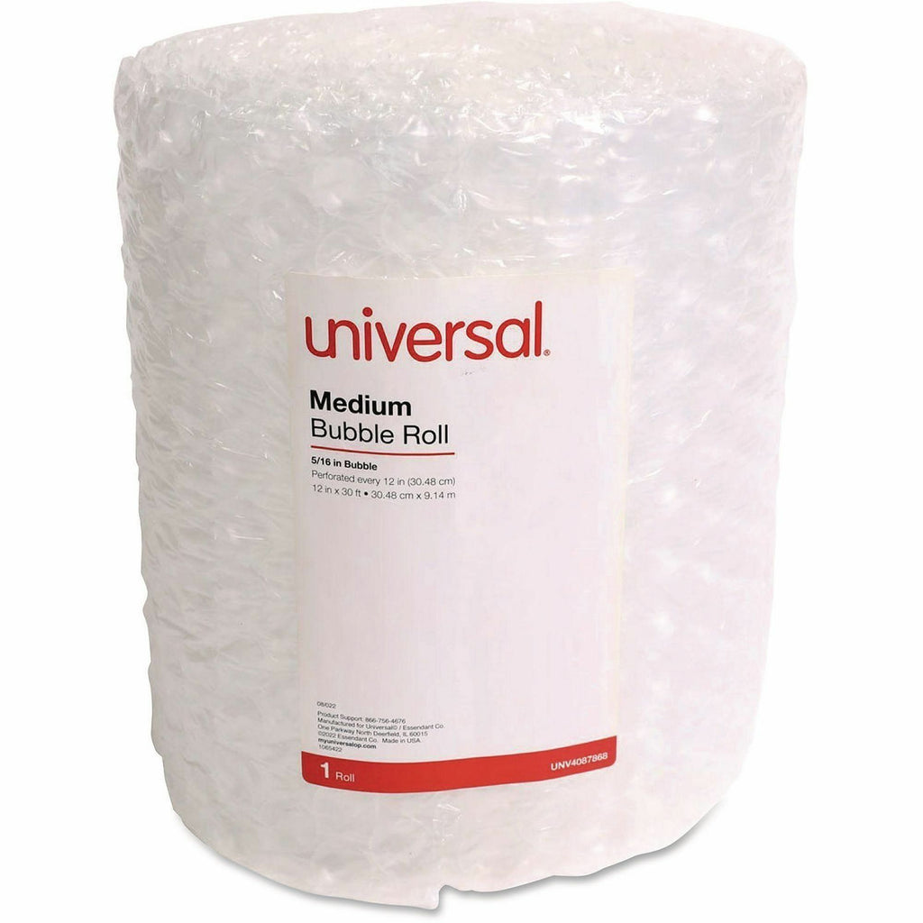 Bubble Packaging, 0.31" Thick, 12" x 30 ft, Perforated Every 12", Clear, 12/Carton