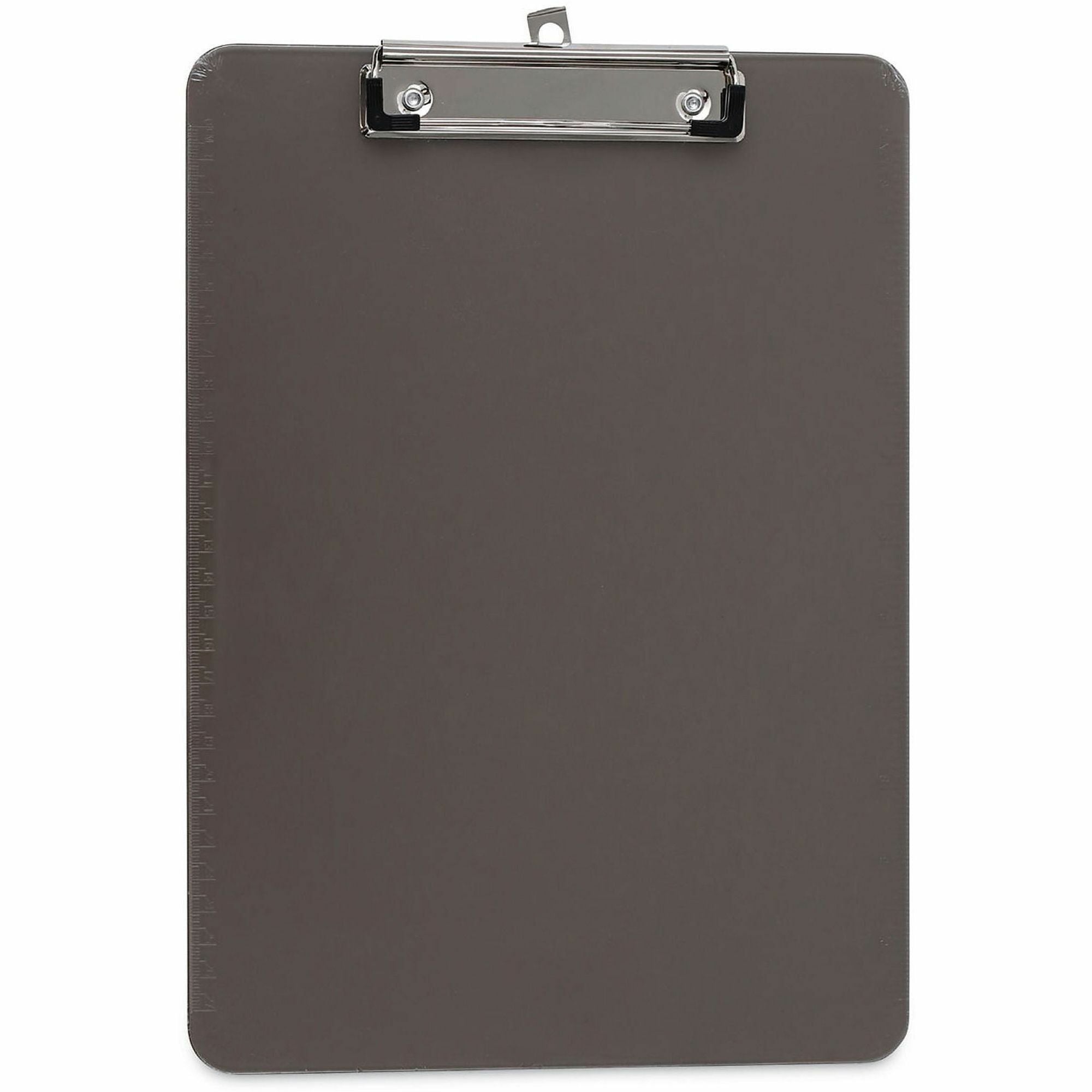 Plastic Clipboard with Low Profile Clip, 0.5" Clip Capacity, Holds 8.5 x 11 Sheets, Translucent Black