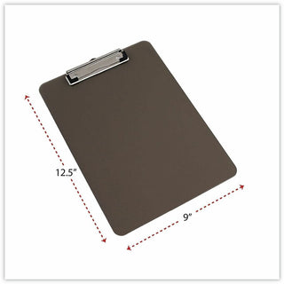 Plastic Clipboard with Low Profile Clip, 0.5" Clip Capacity, Holds 8.5 x 11 Sheets, Translucent Black
