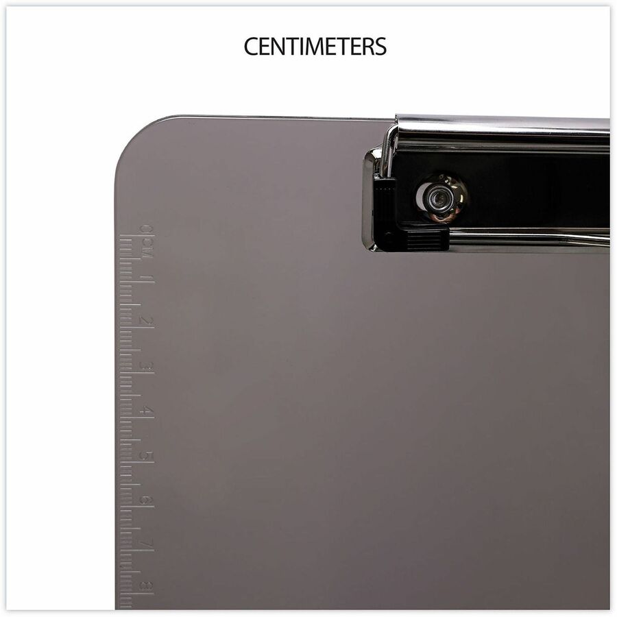 Plastic Clipboard with Low Profile Clip, 0.5" Clip Capacity, Holds 8.5 x 11 Sheets, Translucent Black