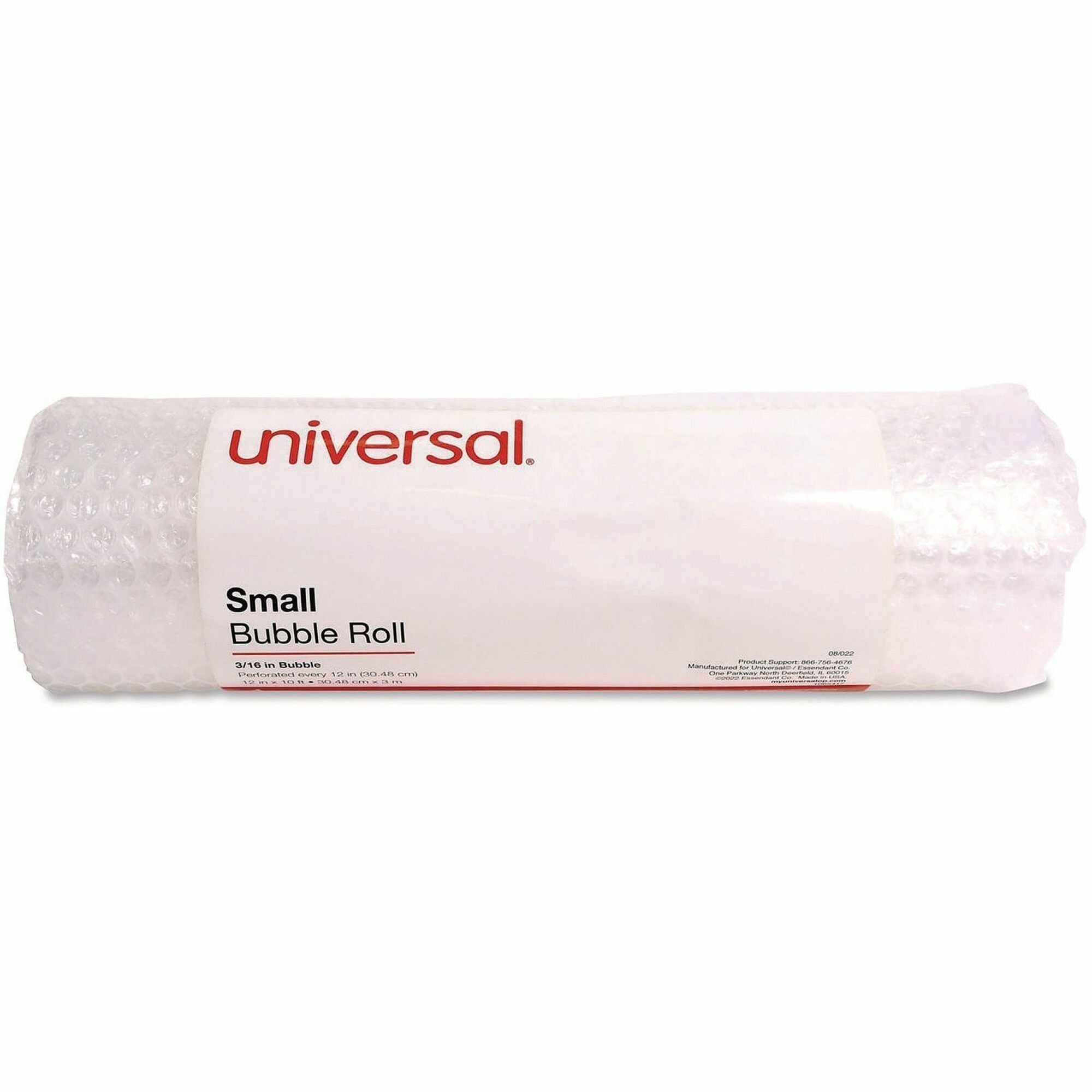 Bubble Packaging, 0.19" Thick, 12" x 10 ft, Perforated Every 12", Clear, 12/Carton