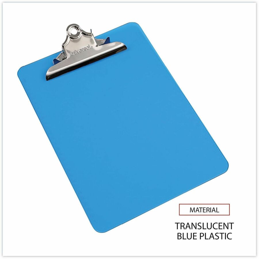 Plastic Clipboard with High Capacity Clip, 1.25" Clip Capacity, Holds 8.5 x 11 Sheets, Translucent Blue