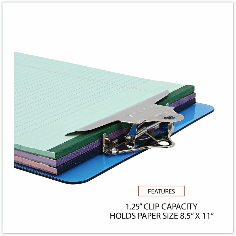 Plastic Clipboard with High Capacity Clip, 1.25" Clip Capacity, Holds 8.5 x 11 Sheets, Translucent Blue