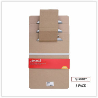 Hardboard Clipboard, 1.25" Clip Capacity, Holds 8.5 x 11 Sheets, Brown, 3/Pack