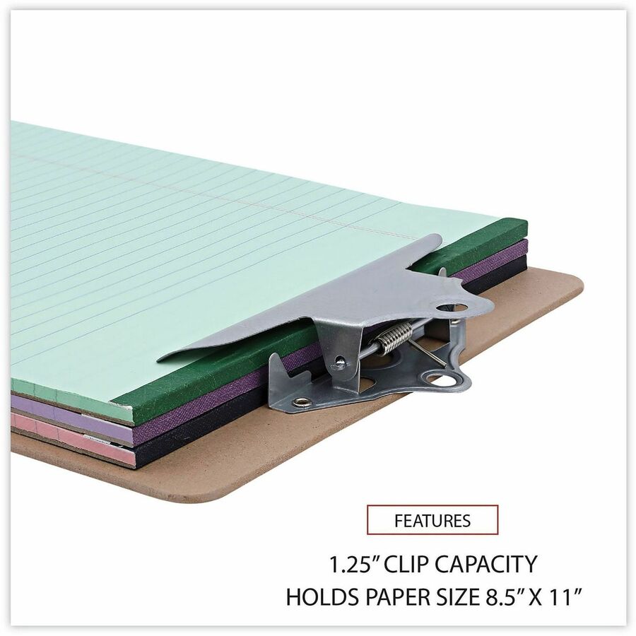 Hardboard Clipboard, 1.25" Clip Capacity, Holds 8.5 x 11 Sheets, Brown, 3/Pack