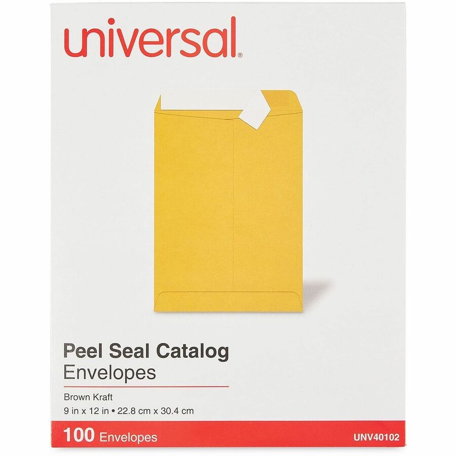 Peel Seal Strip Catalog Envelope, #10 1/2, Square Flap, Self-Adhesive Closure, 9 x 12, Natural Kraft, 100/Box