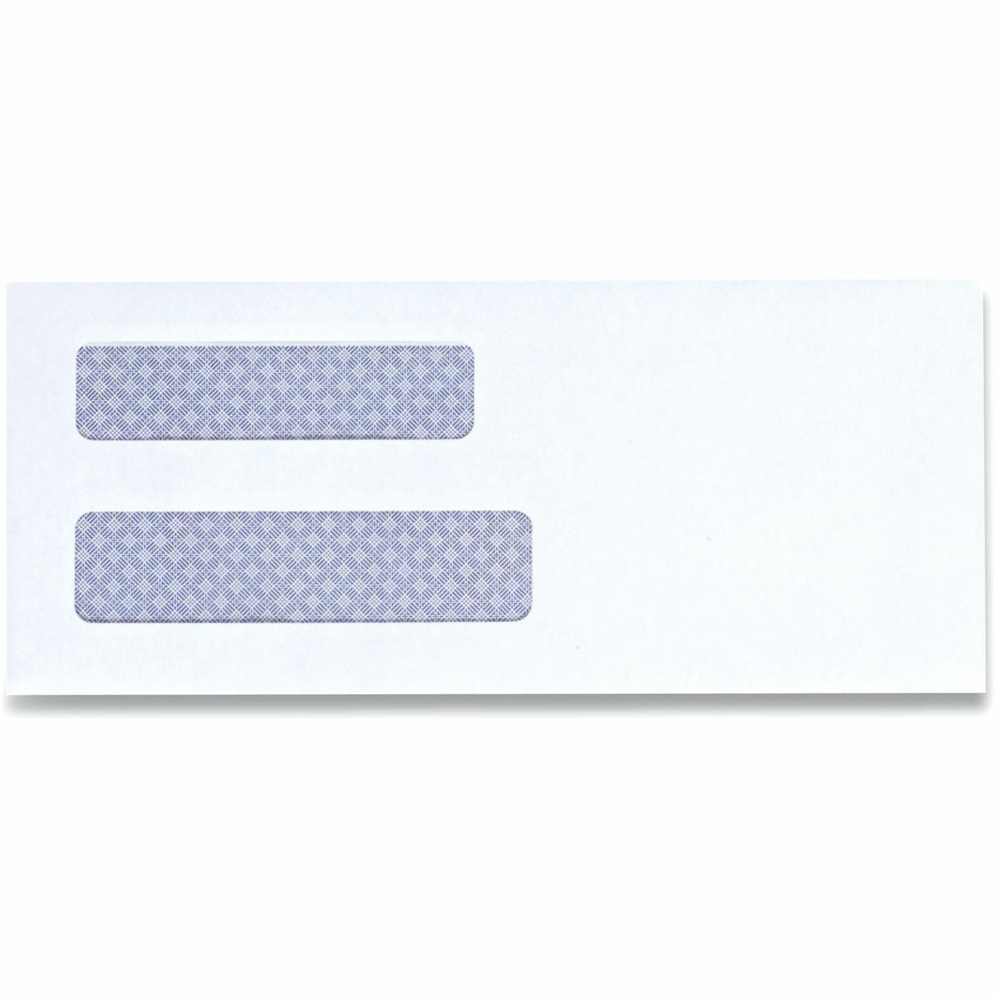 Double Window Business Envelope, #8 5/8, Square Flap, Self-Adhesive Closure, 3.63 x 8.63, White, 500/Box