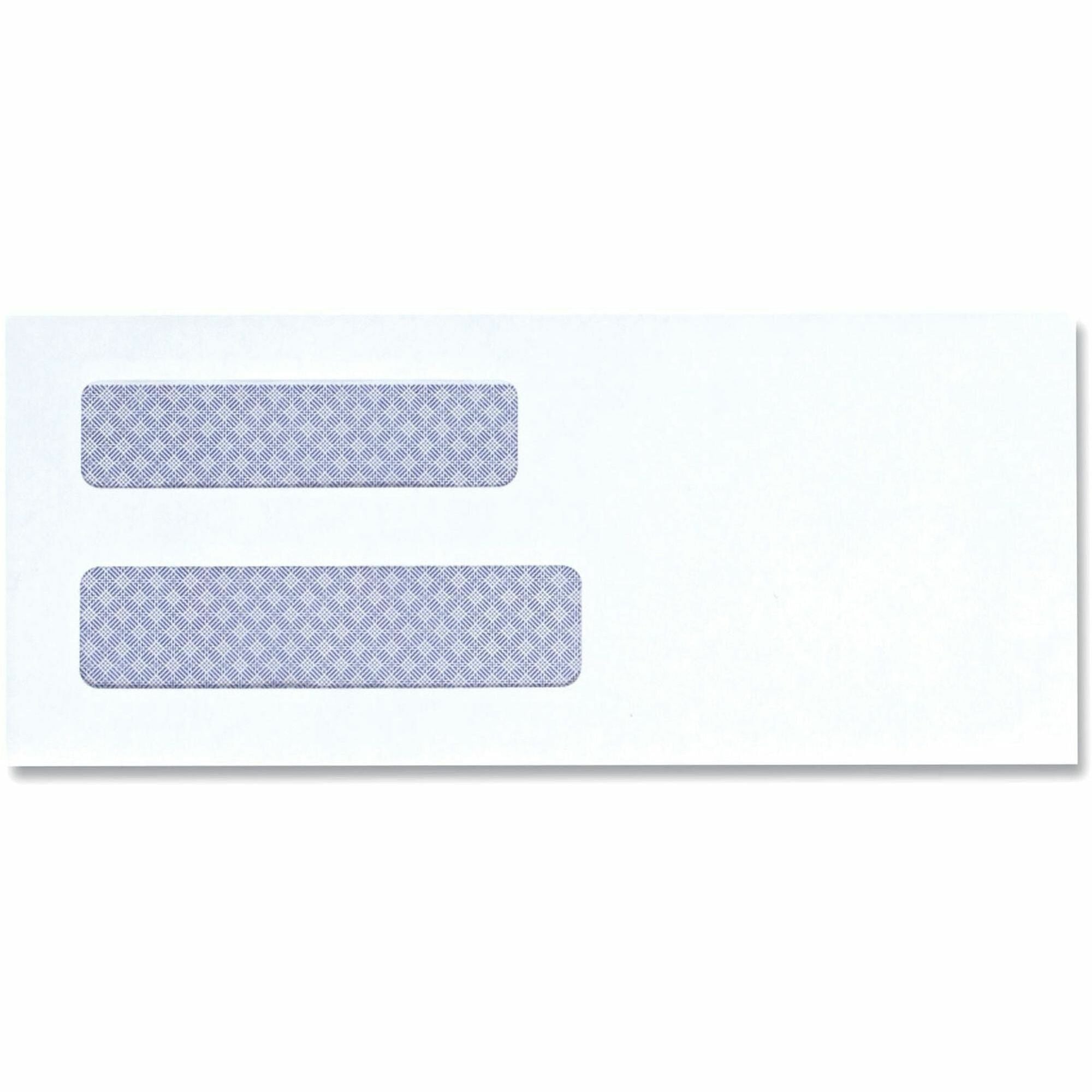 Double Window Business Envelope, #8 5/8, Square Flap, Gummed Closure, 3.63 x 8.88, White, 500/Box