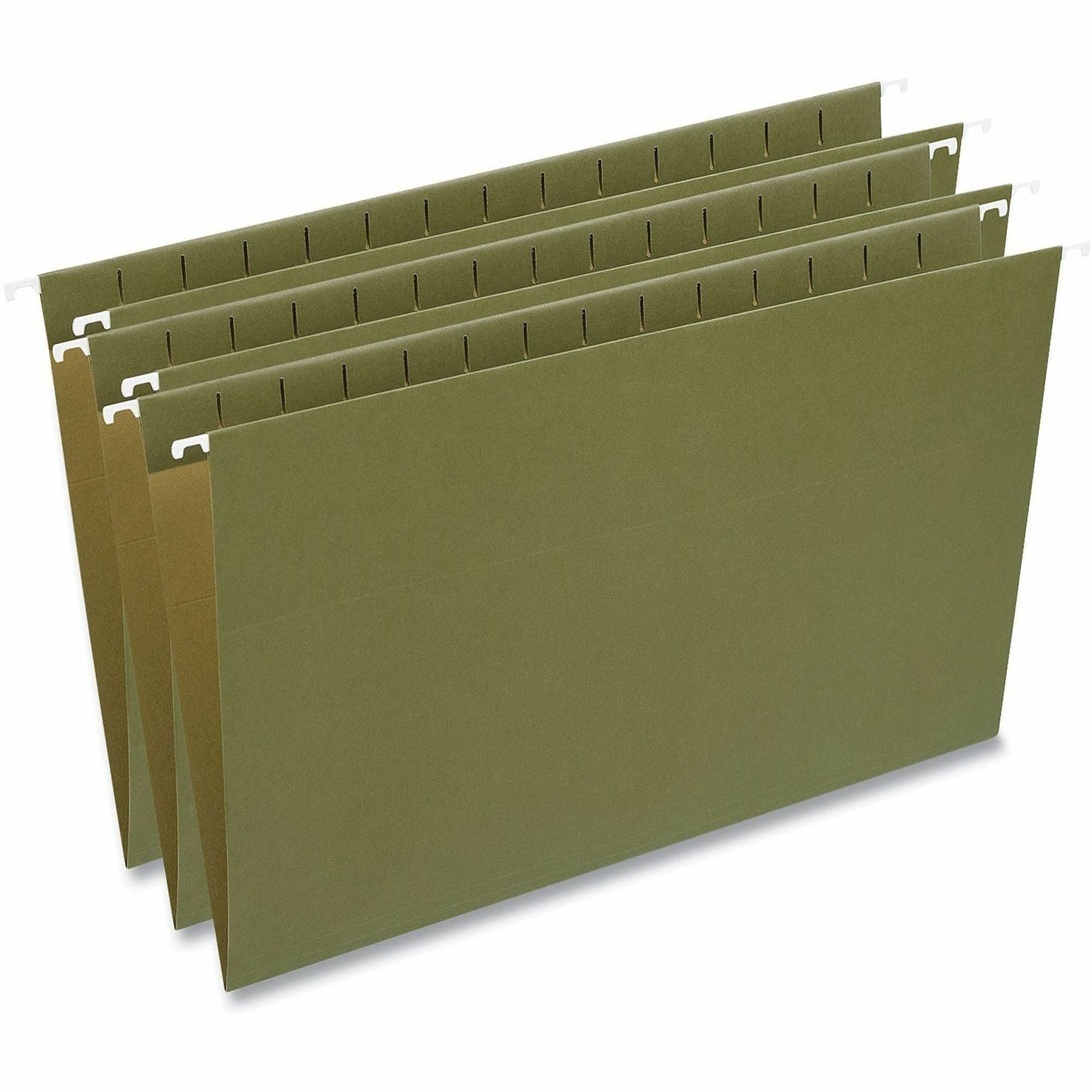 Hanging File Folders, Legal Size, 1/5-Cut Tabs, Standard Green, 50/Carton