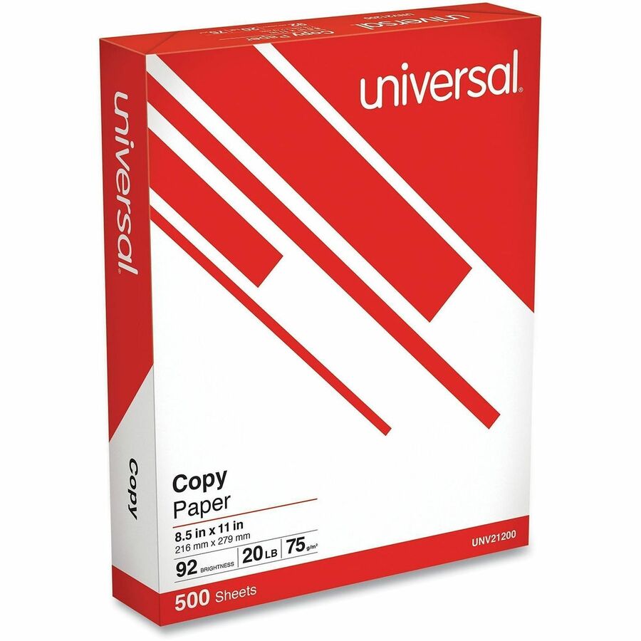 Copy Paper, 92 Bright, 20 lb Bond Weight, 8.5 x 11, White, 500 Sheets/Ream, 10 Reams/Carton, 40 Cartons/Pallet