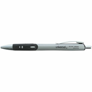 Comfort Grip Gel Pen, Retractable, Medium 0.7 mm, Black Ink, Gray/Black/Silver Barrel, Dozen