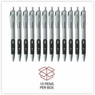 Comfort Grip Gel Pen, Retractable, Medium 0.7 mm, Black Ink, Gray/Black/Silver Barrel, Dozen