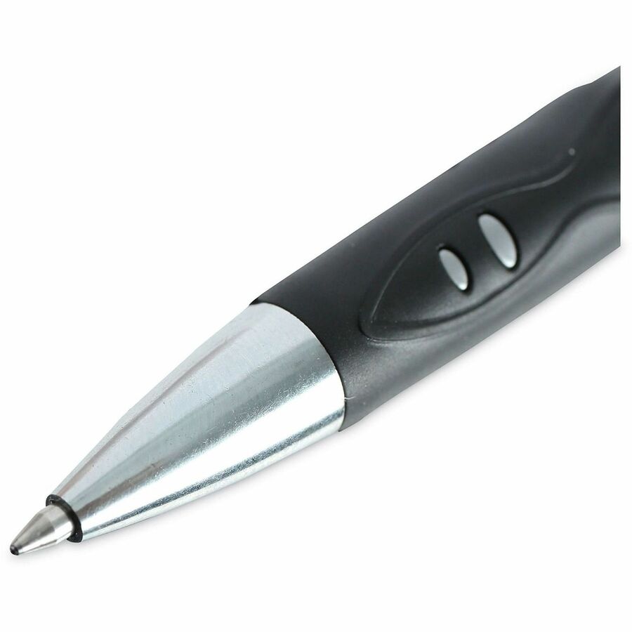 Comfort Grip Gel Pen, Retractable, Medium 0.7 mm, Black Ink, Gray/Black/Silver Barrel, Dozen