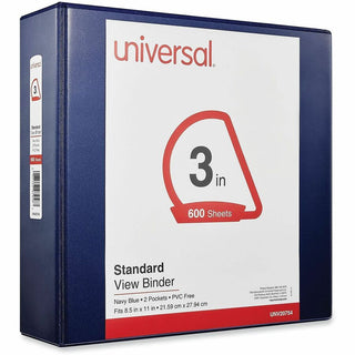 Slant D-Ring View Binder, 3 Rings, 3" Capacity, 11 x 8.5, Navy Blue