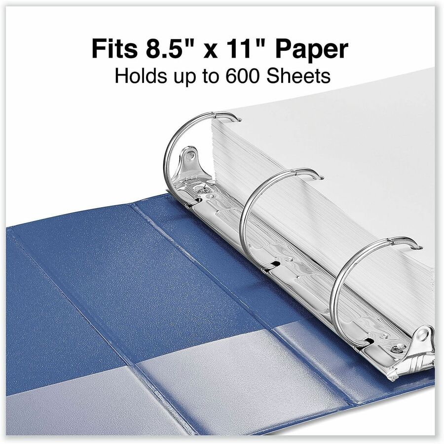 Slant D-Ring View Binder, 3 Rings, 3" Capacity, 11 x 8.5, Navy Blue