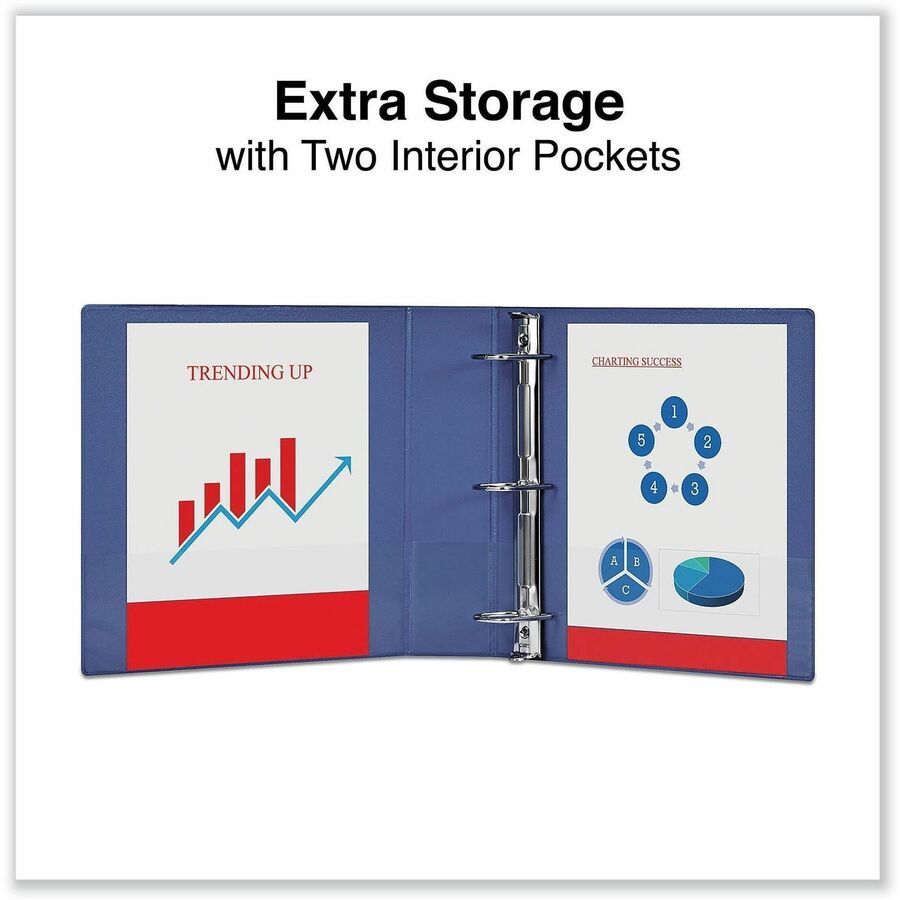Slant D-Ring View Binder, 3 Rings, 2" Capacity, 11 x 8.5, Navy Blue