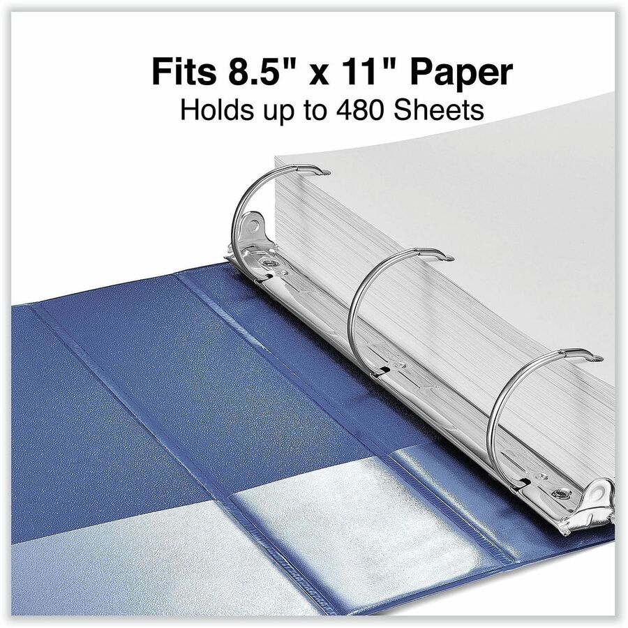 Slant D-Ring View Binder, 3 Rings, 2" Capacity, 11 x 8.5, Navy Blue