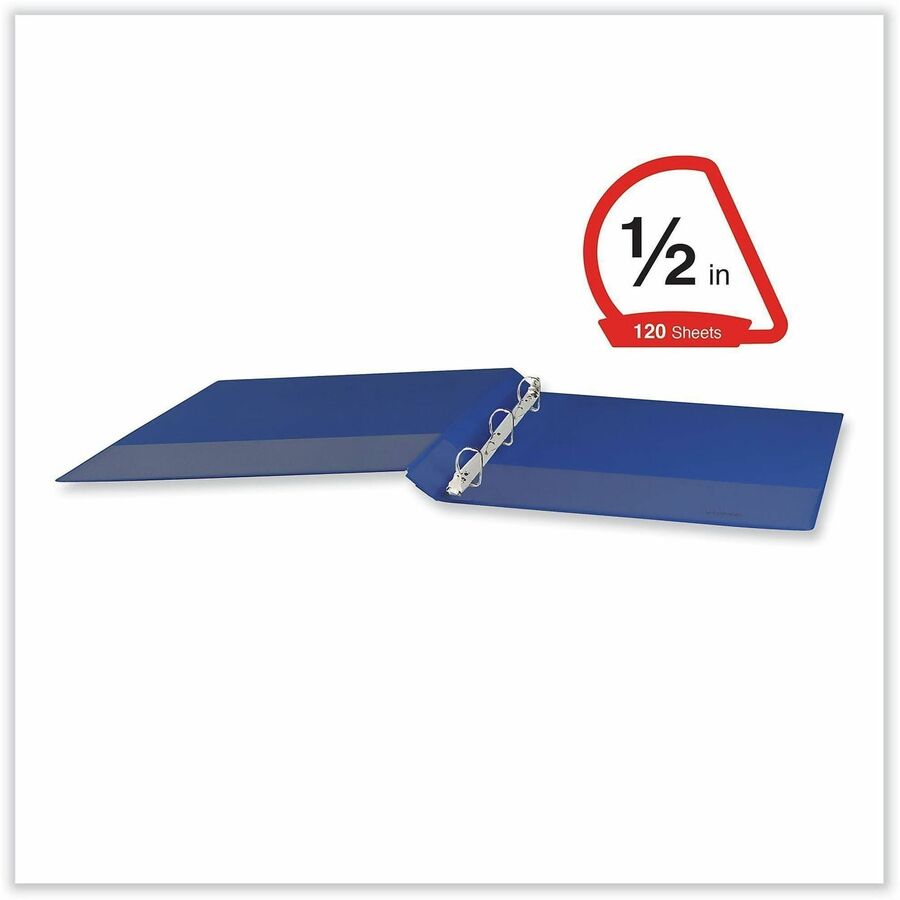 Slant D-Ring View Binder, 3 Rings, 0.5" Capacity, 11 x 8.5, Navy Blue