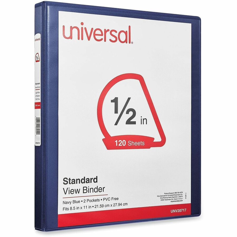 Slant D-Ring View Binder, 3 Rings, 0.5" Capacity, 11 x 8.5, Navy Blue